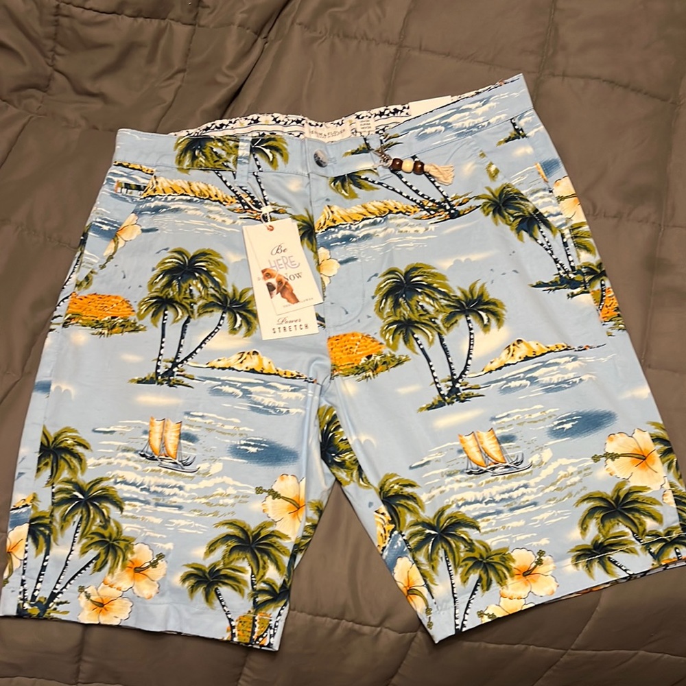 Tropical print Denim & Flower shorts